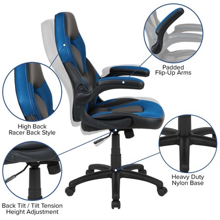 Flash Furniture Red Gaming Desk and Chair Set with Cup Holder BLN-X10RSG1030-BL-GG